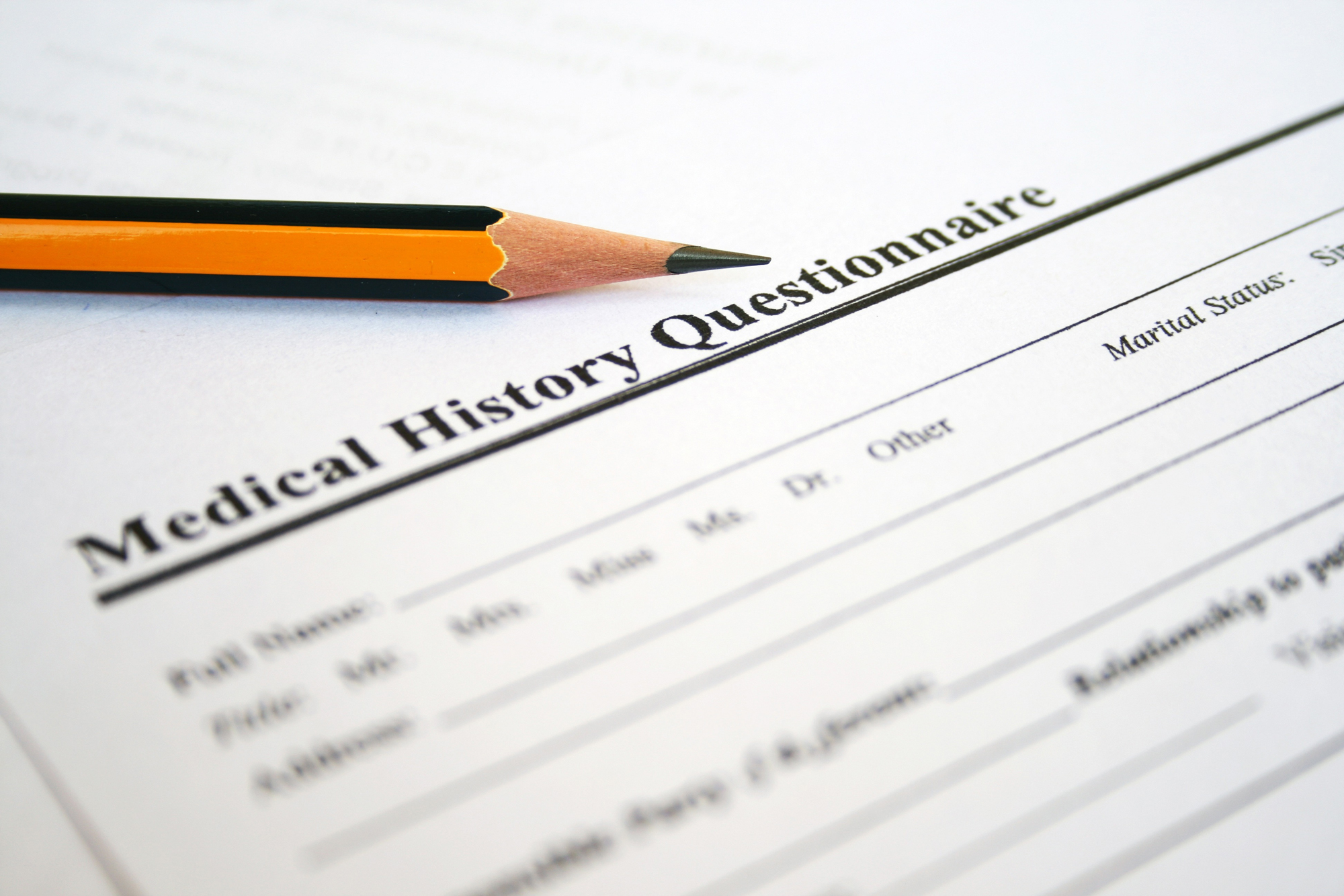 Patient medical history form to screen for prediabetes