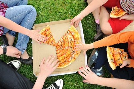 Kids Sharing Pizza